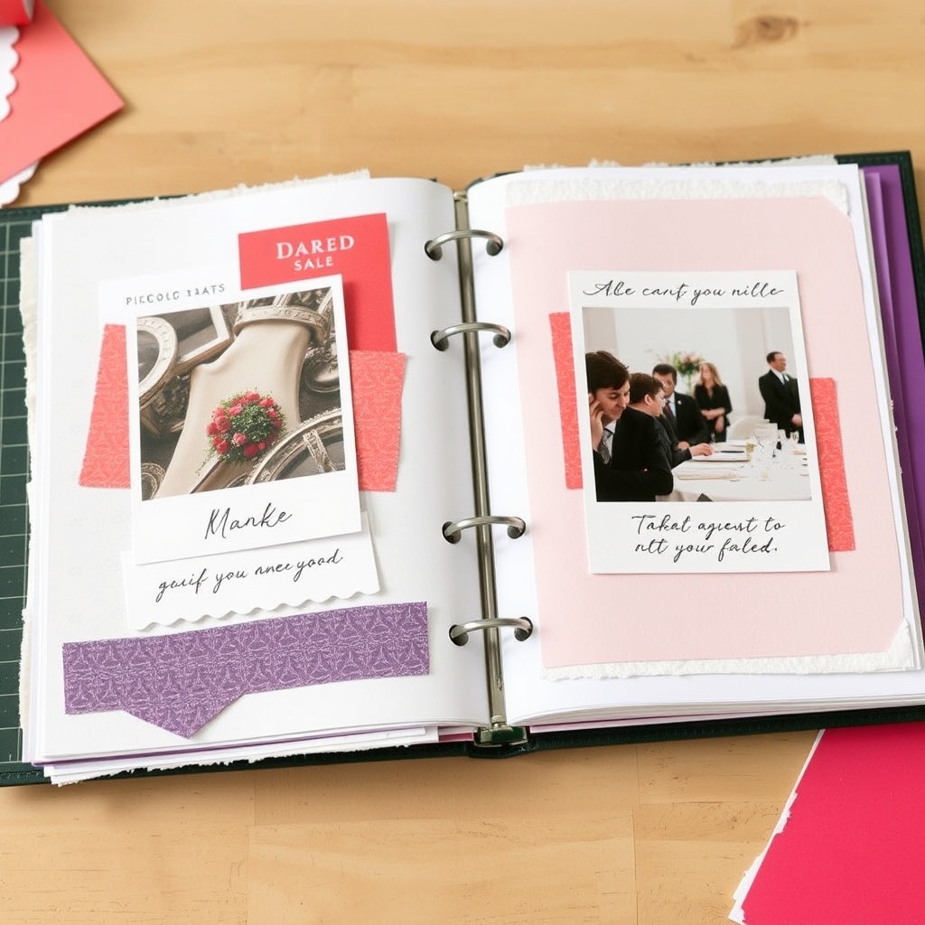 Scrapbook album pages with photo mats