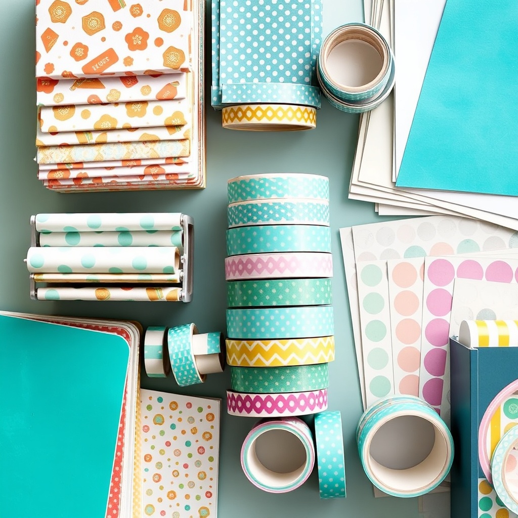 Organized craft supplies flat-lay